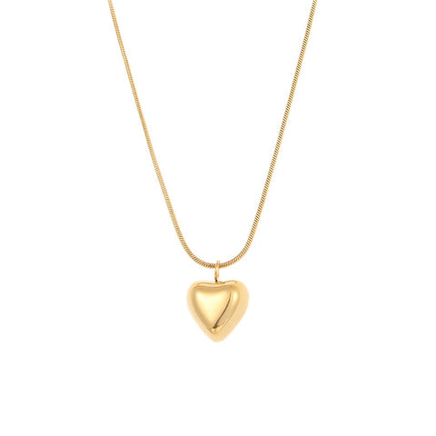 18K Gold Plated Stainless Steel Hollow Love Heart Pendant Necklace Chain
