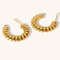Twisted Hoop 18k Gold Plated Stainless Steel Tarnish Free Earrings for Women