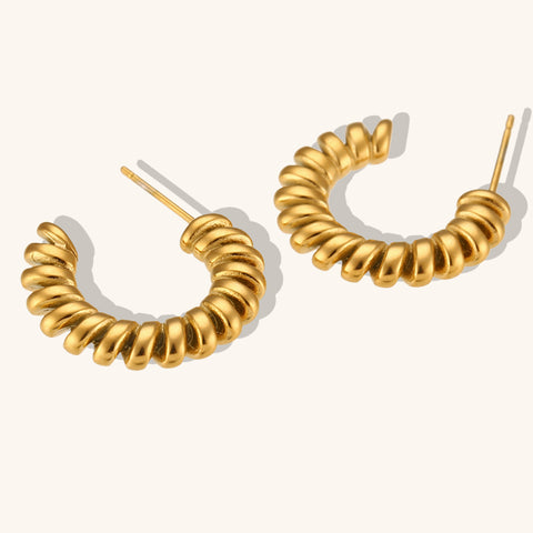 Twisted Hoop 18k Gold Plated Stainless Steel Tarnish Free Earrings for Women