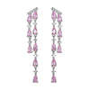 Elegant long Dangle zircon inlaid Pink Earrings Women