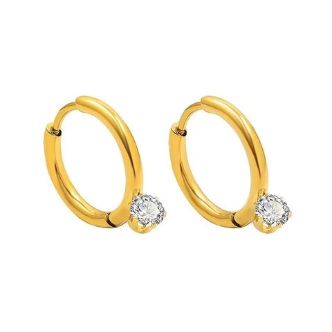 New Fashion Crystal with Gold Plated Stainless Steel Hoop Earrings for Women