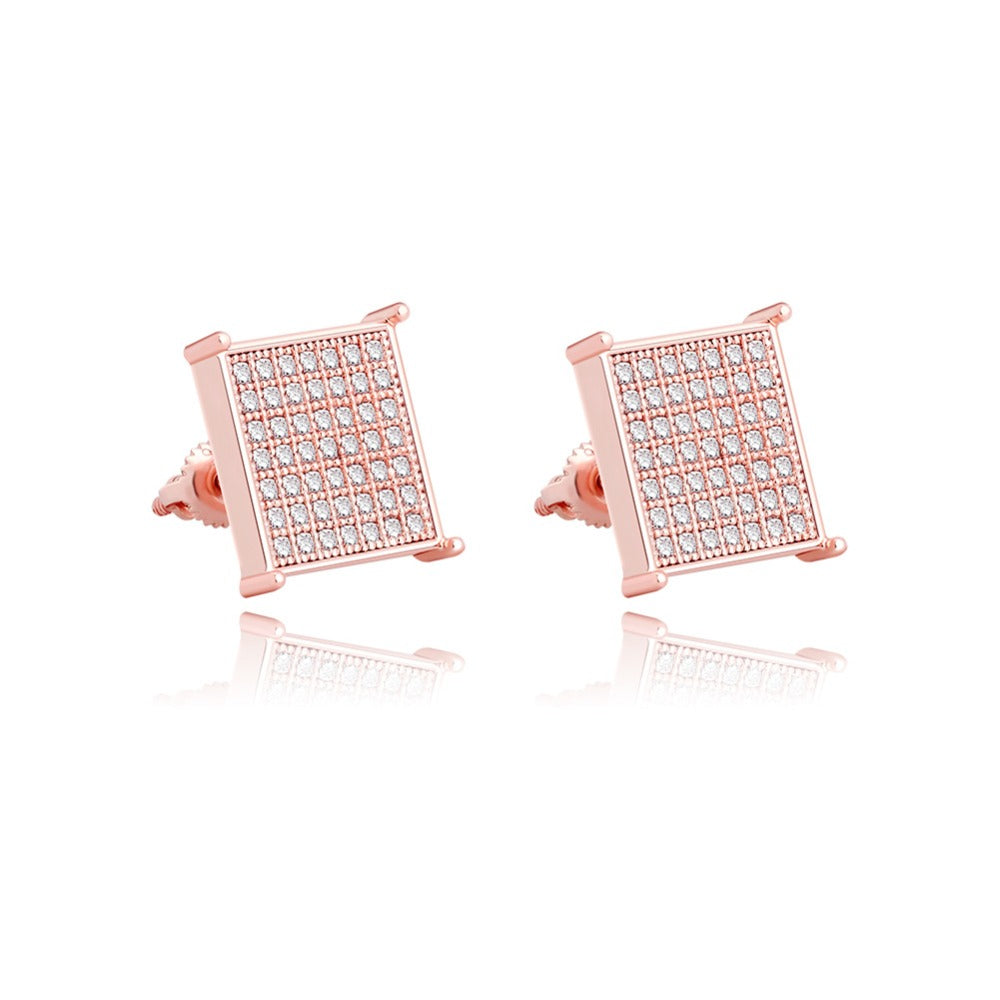 Fancy Bright Zircon Hip Hop Style Stud Party Earrings for Women