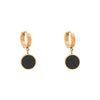 Black Enamel Round Stud Stainless steel Earring for Woman