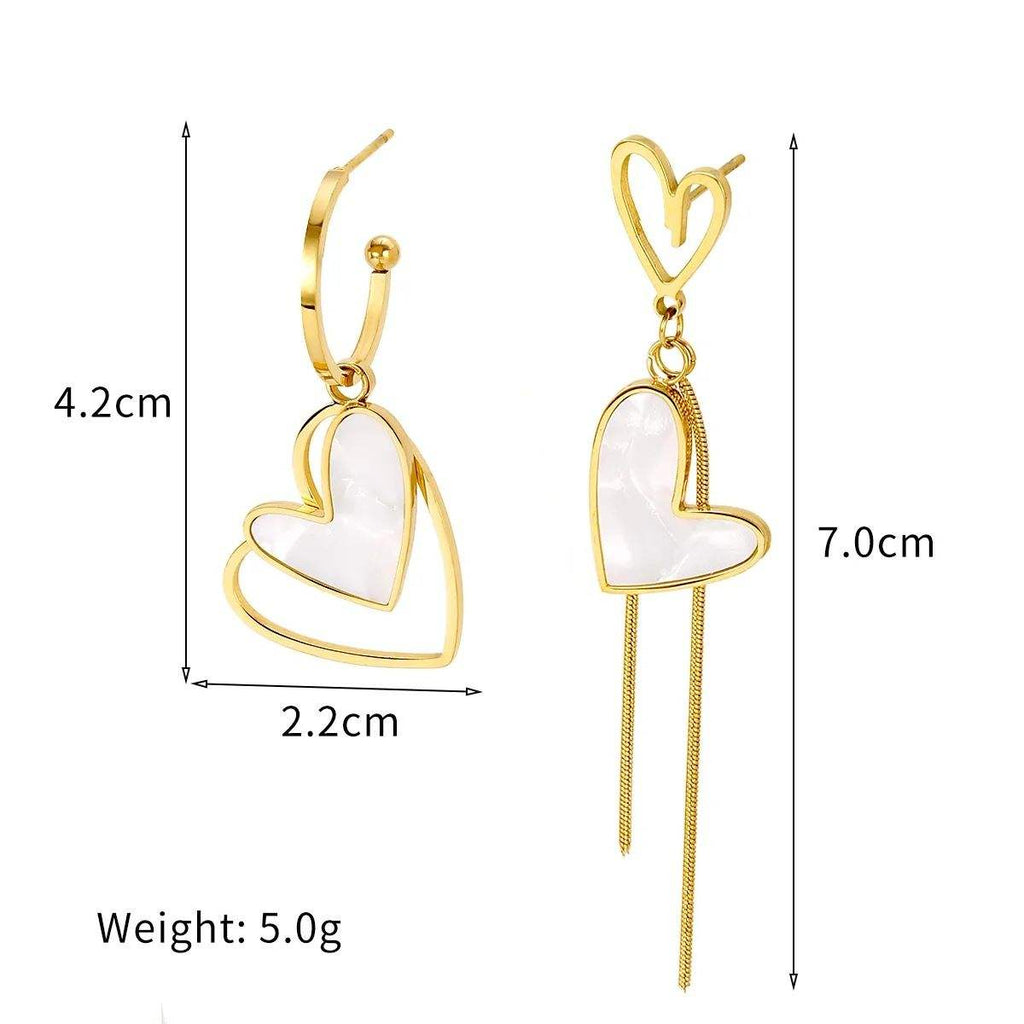 Korean Style Geometric Heart Romantic Dangle Gold plated Stainless Steel Earrings