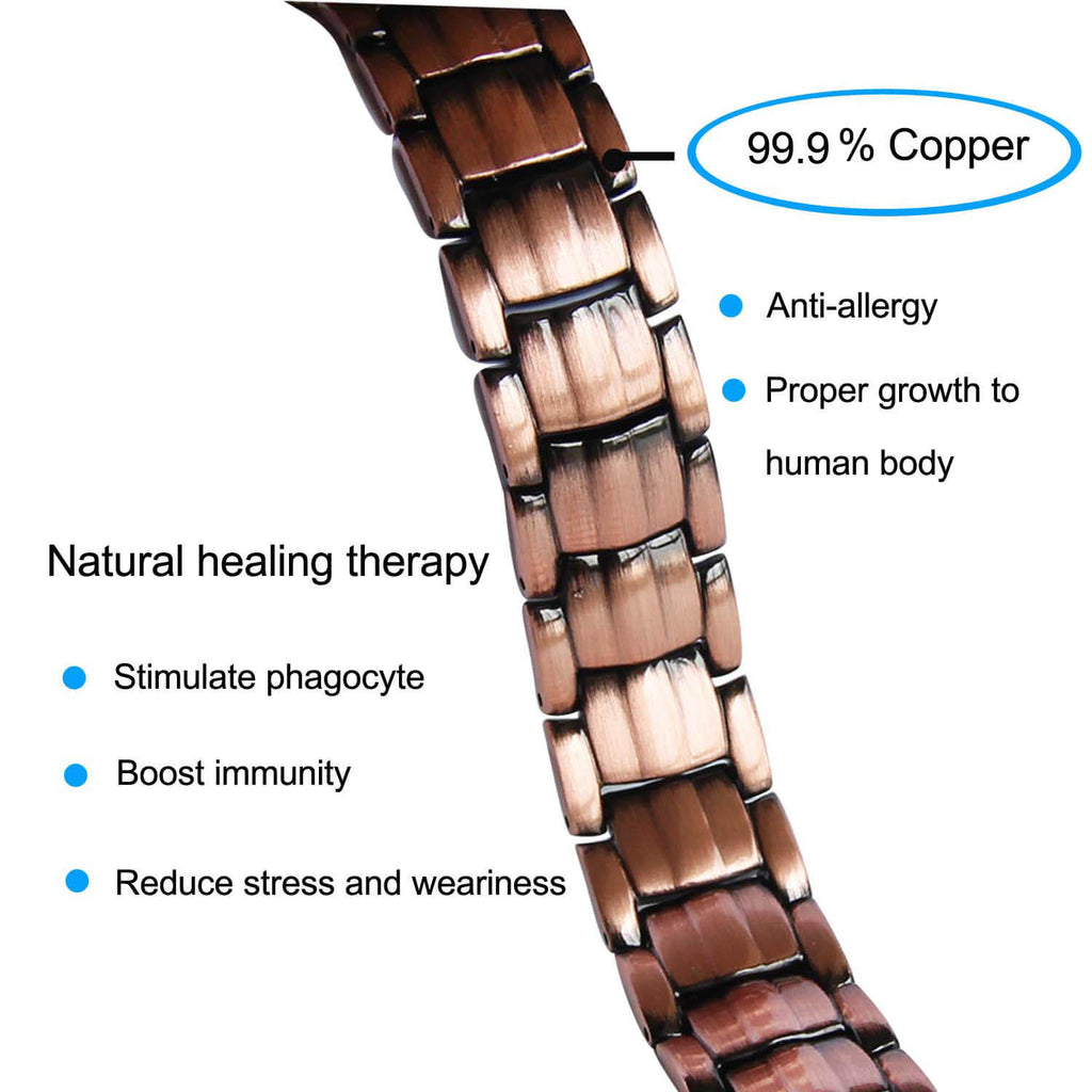 Stylish & Healing Copper Magnetic Bracelet for Men - Retro Red Copper Energy Jewelry for Health & Wellness