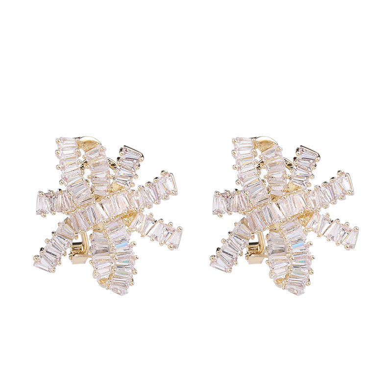 Light Luxury Sparkling Zircon CZ Ribbon Bow Stud Earrings