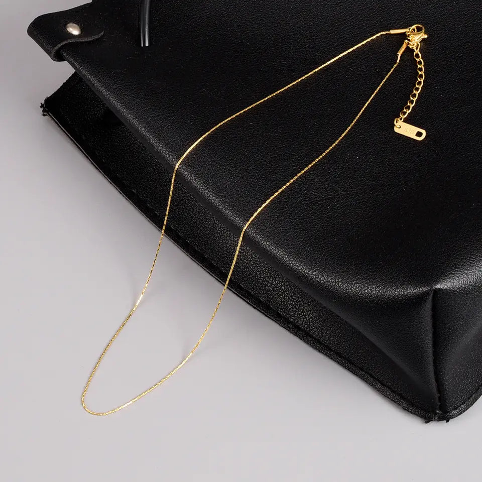 Lightweight Simple Super Thin Stacked Gold Titanium Steel Necklace for women