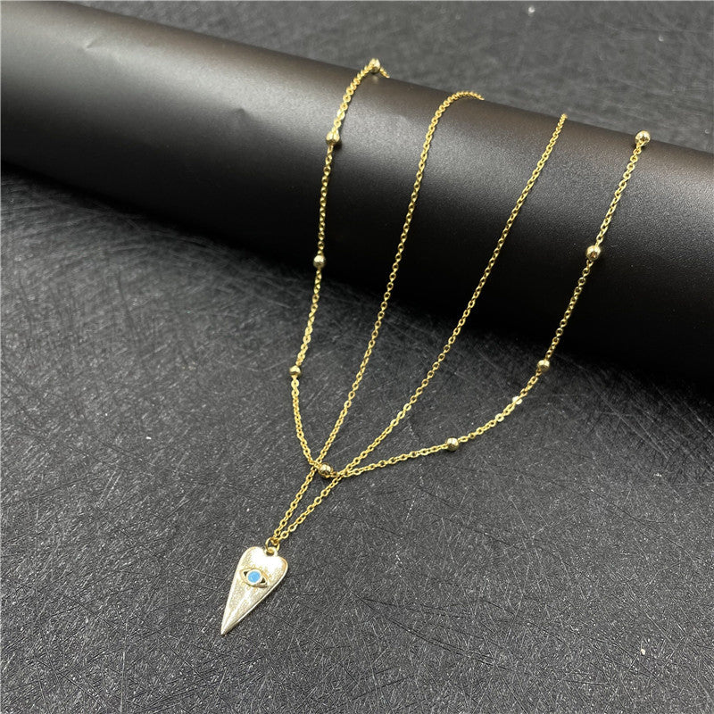 Gold Plating Two-layer Clavicle Chain Devil's Eye Pendant Nacklace For Women