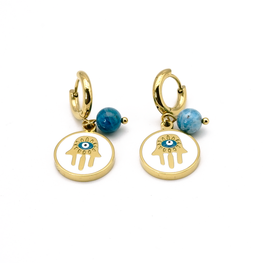 Europe luxury atmosphere Palm Devil's Eye Tarot Gold plated Stainless Steel earrings