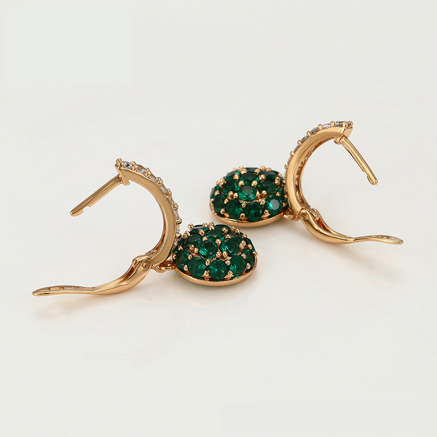 Beautiful 18k gold plated green and White CZ hoop earrings