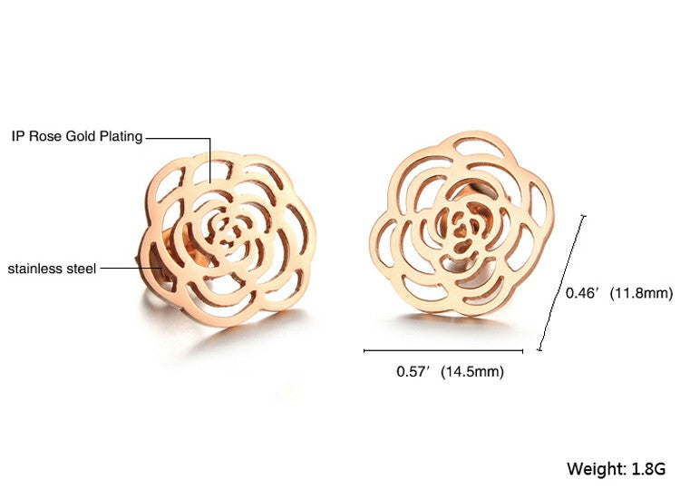 Fashion Hollow Flower Titanium Stainless Steel Stud Earrings