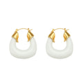 Korean fashion colourful acrylic U-shaped geometric White hoop Earrings