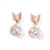 Trendy stainless steel Rose gold plated CZ butterfly stud Earrings