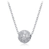 Golden Pave Ball Necklace with Crystal Slider on Delicate Gold Chain - Diamond and Crystal Bead Accents, 8mm Cubic Zirconia CZ