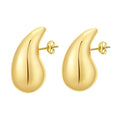 Trendy stainless steel 18K gold-plated simple hollow thick water drop Earrings