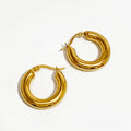 18K Gold Plated Filled Thick Geometric Circle Hoop Stainless Steel Earrings