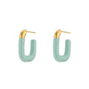Sky Blue Enameled Rectangle Stainless Steel Hollow stud Hoop Earring for Women