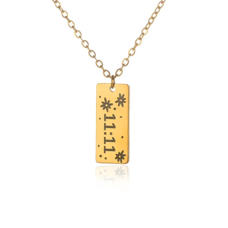 Make a Wish 11:11 Number Water Resistant 18k Gold Plated Fashion Chain Necklace