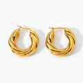 Gold plated Twisted loop knitting stainless steel Earrings for Women