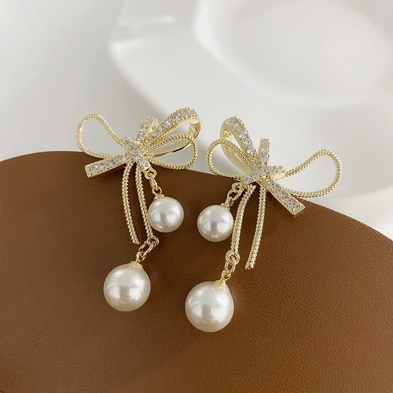 Fashion Drop Light Luxury Pearl Crystal Earrings for Women