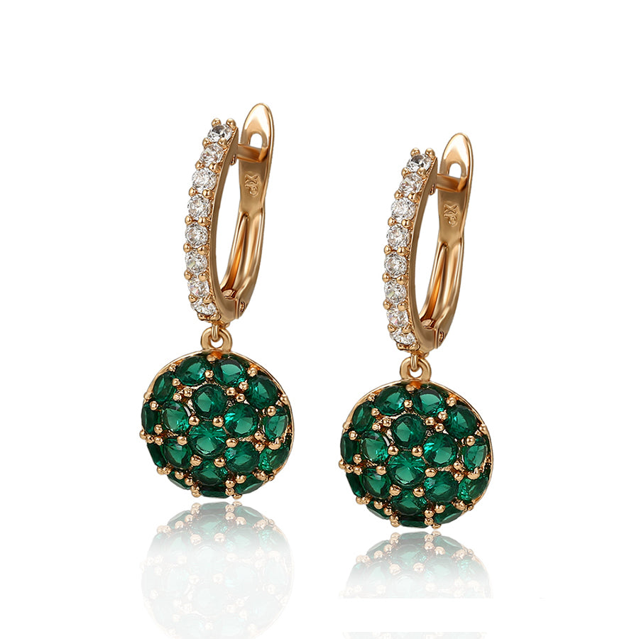 Beautiful 18k gold plated green and White CZ hoop earrings