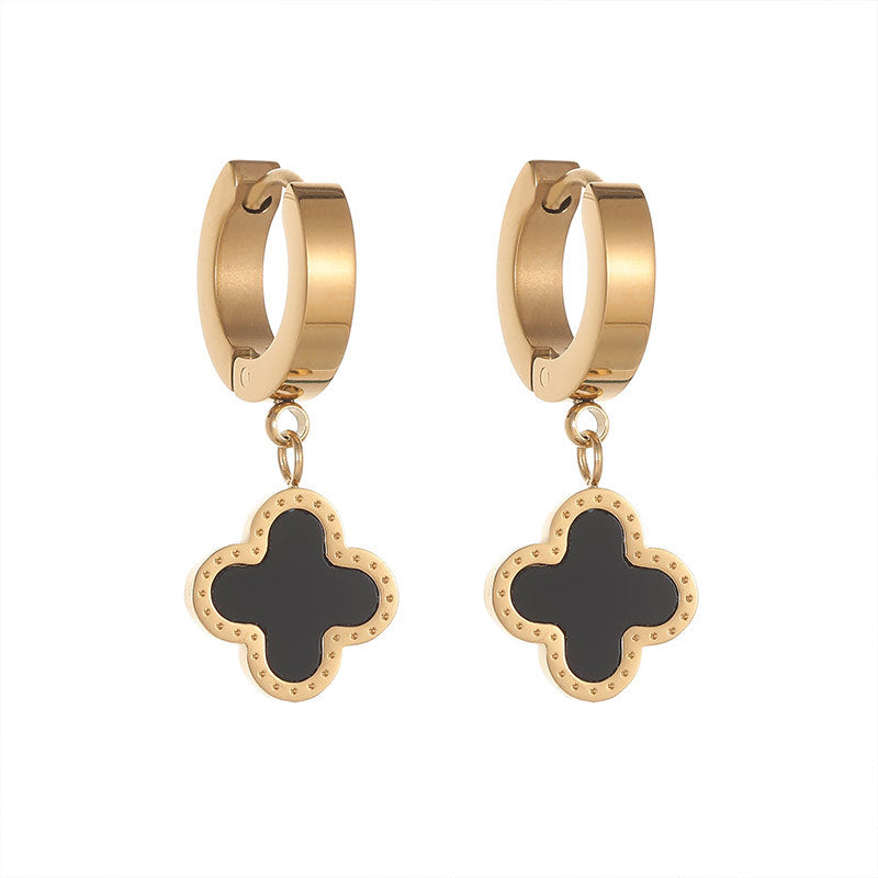 Stylish Clover Cuff 18K Rose Gold Plated Stainless Steel Earrings