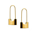 Fashion Gold Plated Titanium Stainless Steel Small Padlock Shaped Earrings