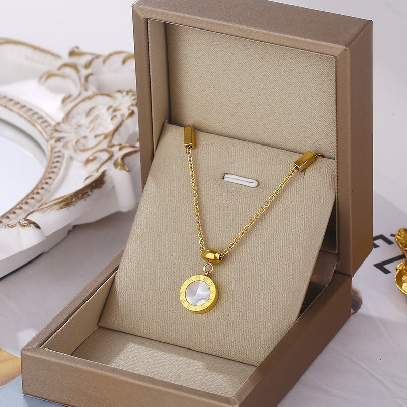 Exquisite 18K Gold-Plated Roman Numeral Timeless Elegance Necklace for Women