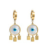 18k Gold Plated Stainless Steel Blue Evil Eye Shell Hoop Tassel Earring