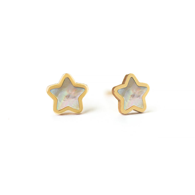 Mother of pearl gemstone Blue star studs turquoise stud earrings