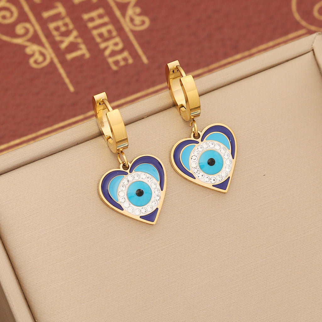 High quality gold plated stainless steel heart earrings for women