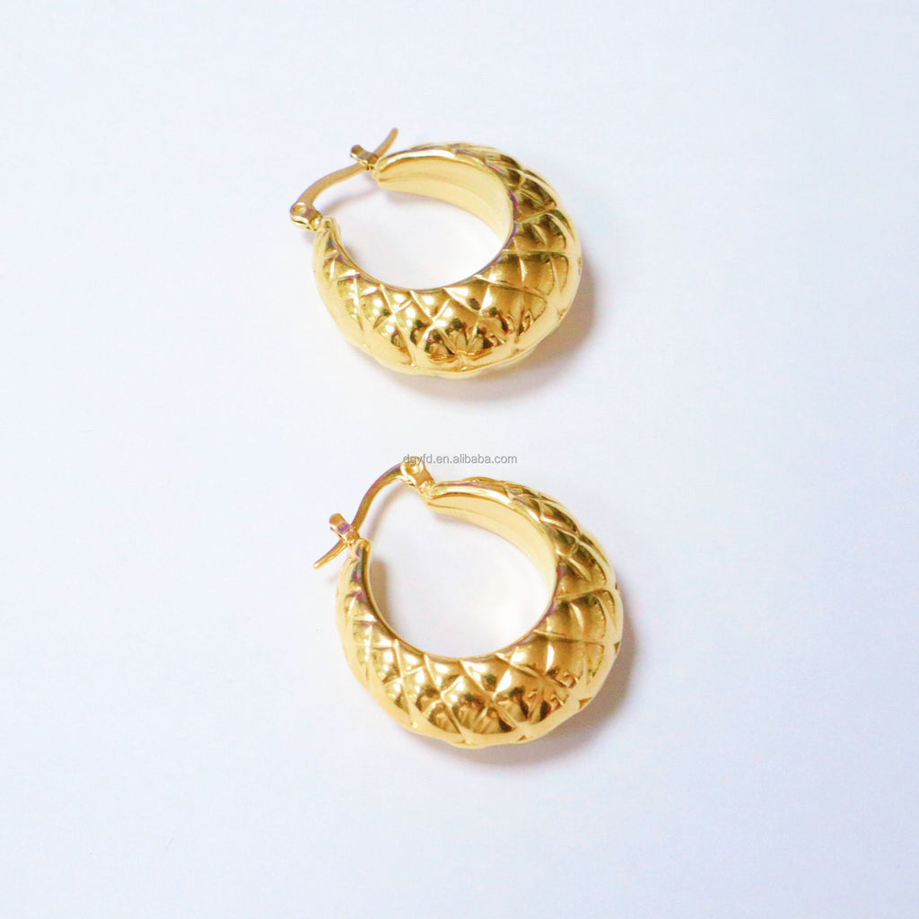 18K Gold Plated Stainless Steel Round Geometric Hoop Earrings