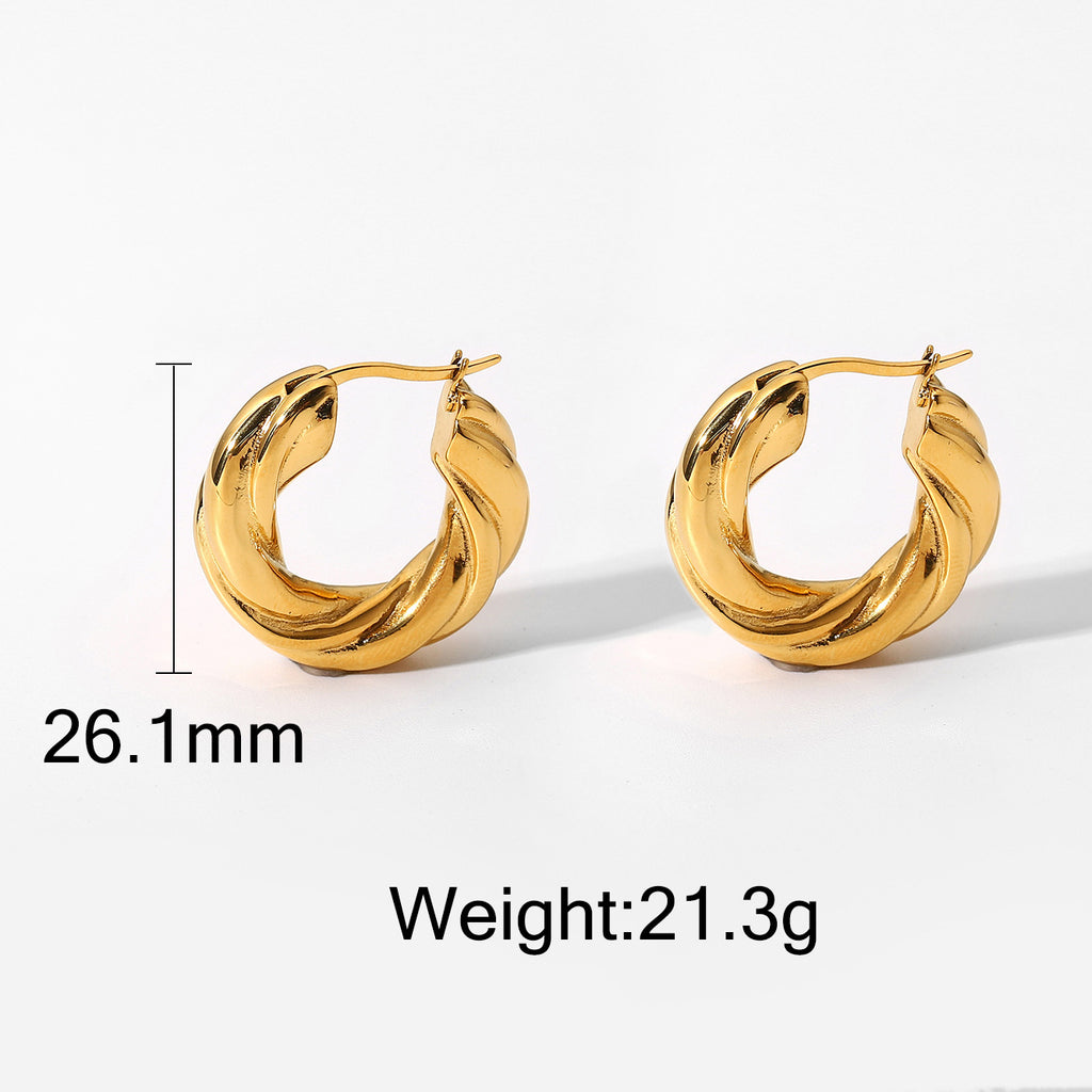 Gold plated Twisted loop knitting stainless steel Earrings for Women