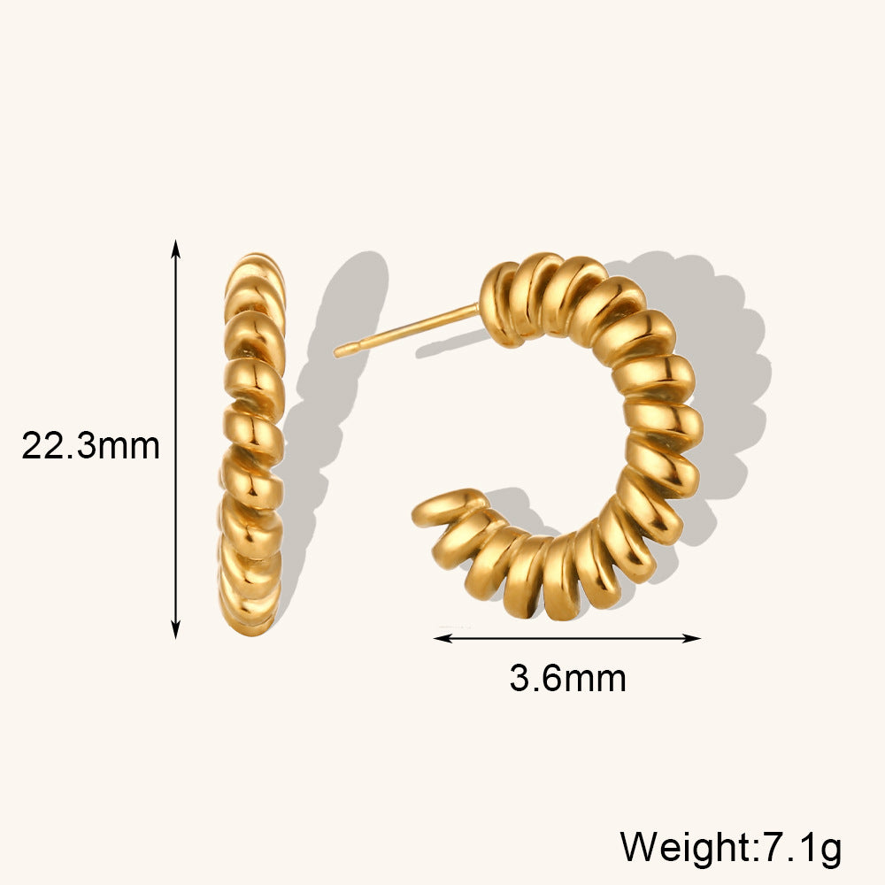 Twisted Hoop 18k Gold Plated Stainless Steel Tarnish Free Earrings for Women
