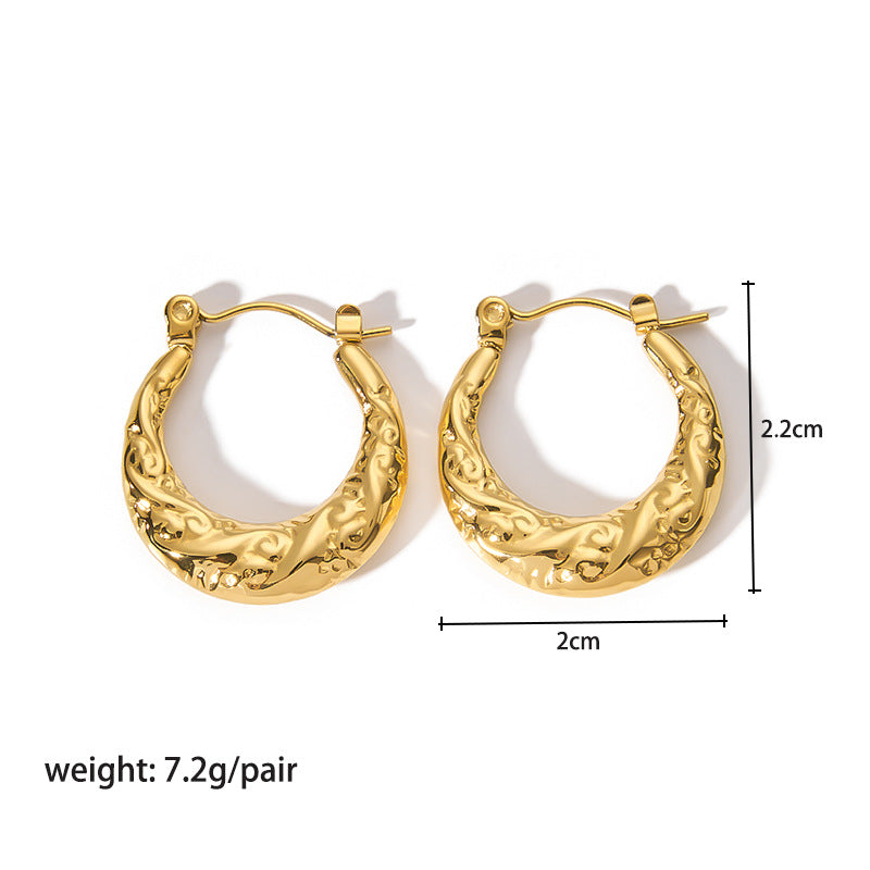 18K Gold Plated Stainless Steel Round Geometric Hoop Earring