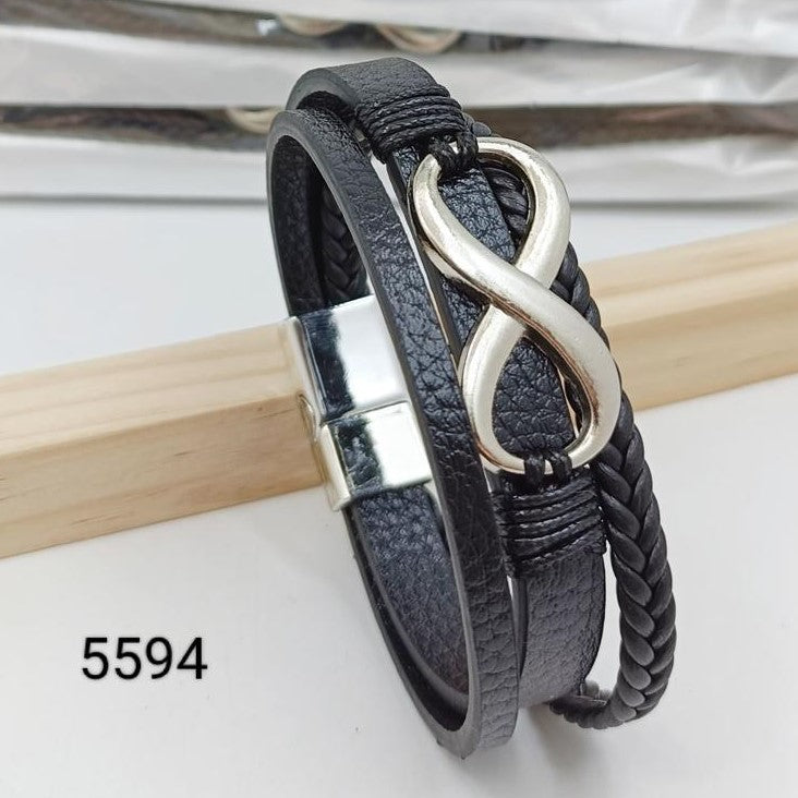 Men’s New PU Leather Woven Bracelet – Infinity Charm Wrap Bracelet – Braided PU Leather Wristband for Men