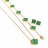 Gold-Plated Anti-Tarnish Gold Clover Jewelry Set for Women & Girls