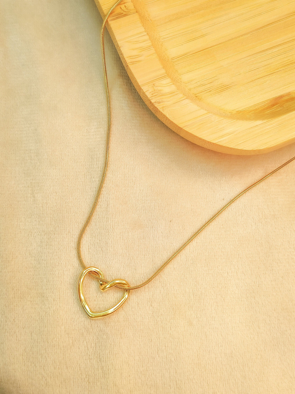 Gold Plated Heart Pendant Anti Tarnish Necklace for Women