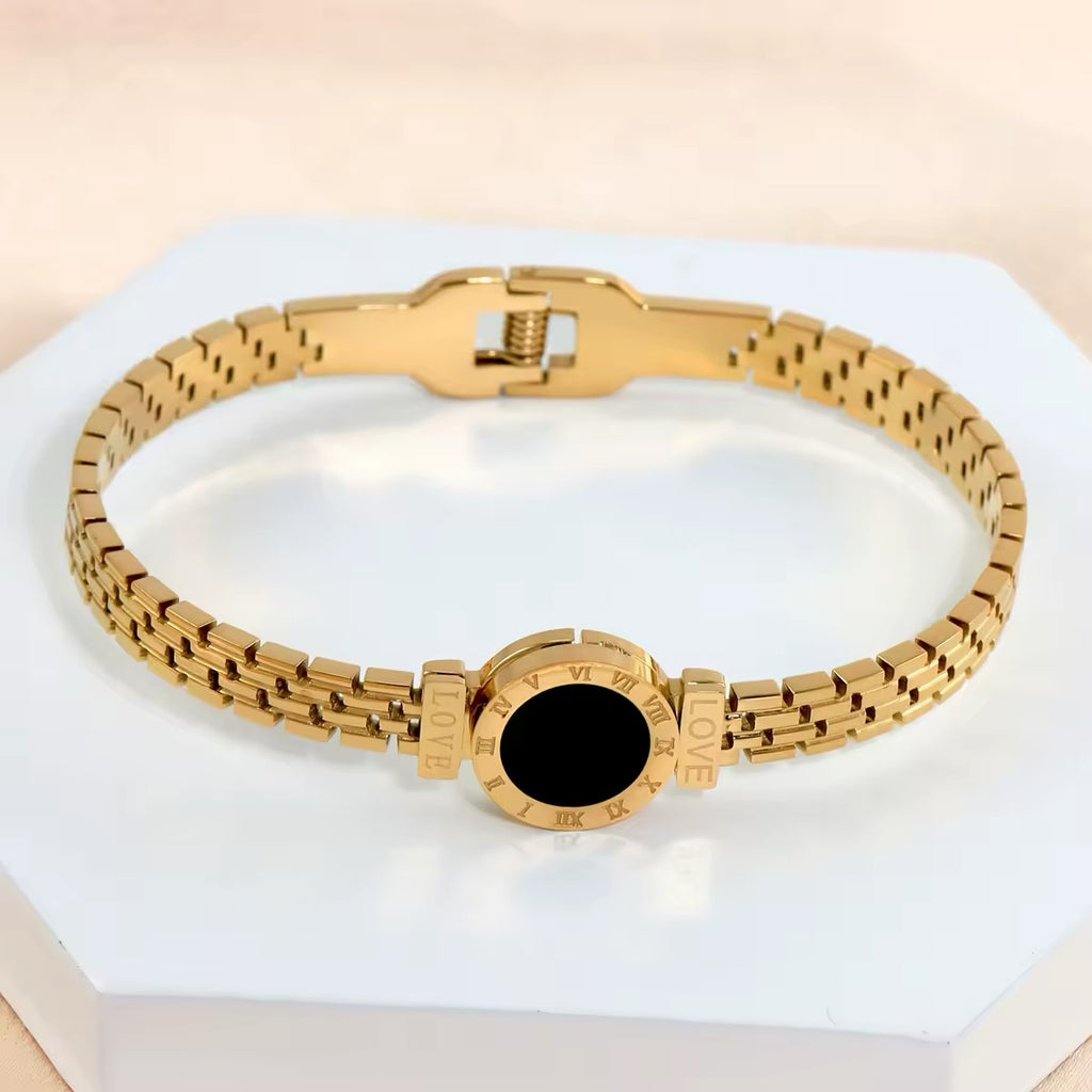 Gold Plated Roman Zig Zag Style Anti-Tarnish Bracelet For Women