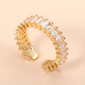Gold Plated Stainless Steel Anti Tarnish White Adjustable Finger Ring For Women