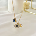 Gold-Plated American Diamond Studded Evil Eye Anti-Tarnish Pendant Necklace