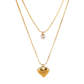 Gold Plated Anti Tarnish Heart Themed Zirconia White Layered Pendant