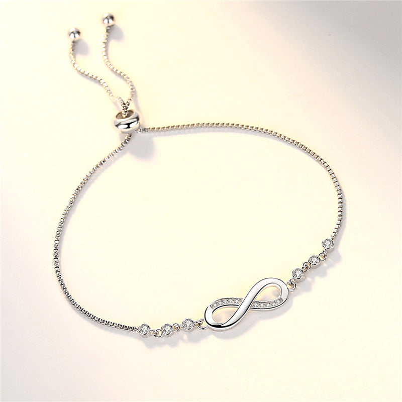 Elegant Silver Plated Infinity Slide Closure Bracelet for Women and Girls