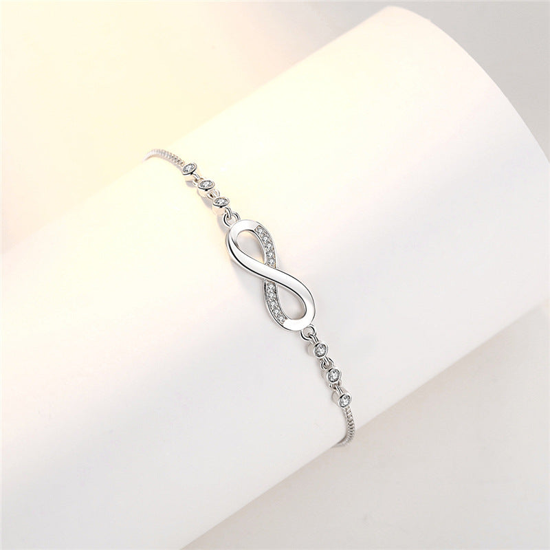 Elegant Silver Plated Infinity Slide Closure Bracelet for Women and Girls
