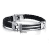 Stylish Men's Stainless Steel Leather Wrap Cuff Bracelet with Clasp