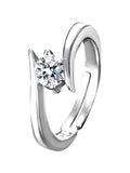 Crystal Studded Anti-Tarnish Contemporary Solitaire Adjustable Finger Ring