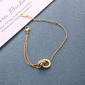 Women's Roman Numerals Chain Bracelet with Cubic Zirconia and Titanium Steel Charms