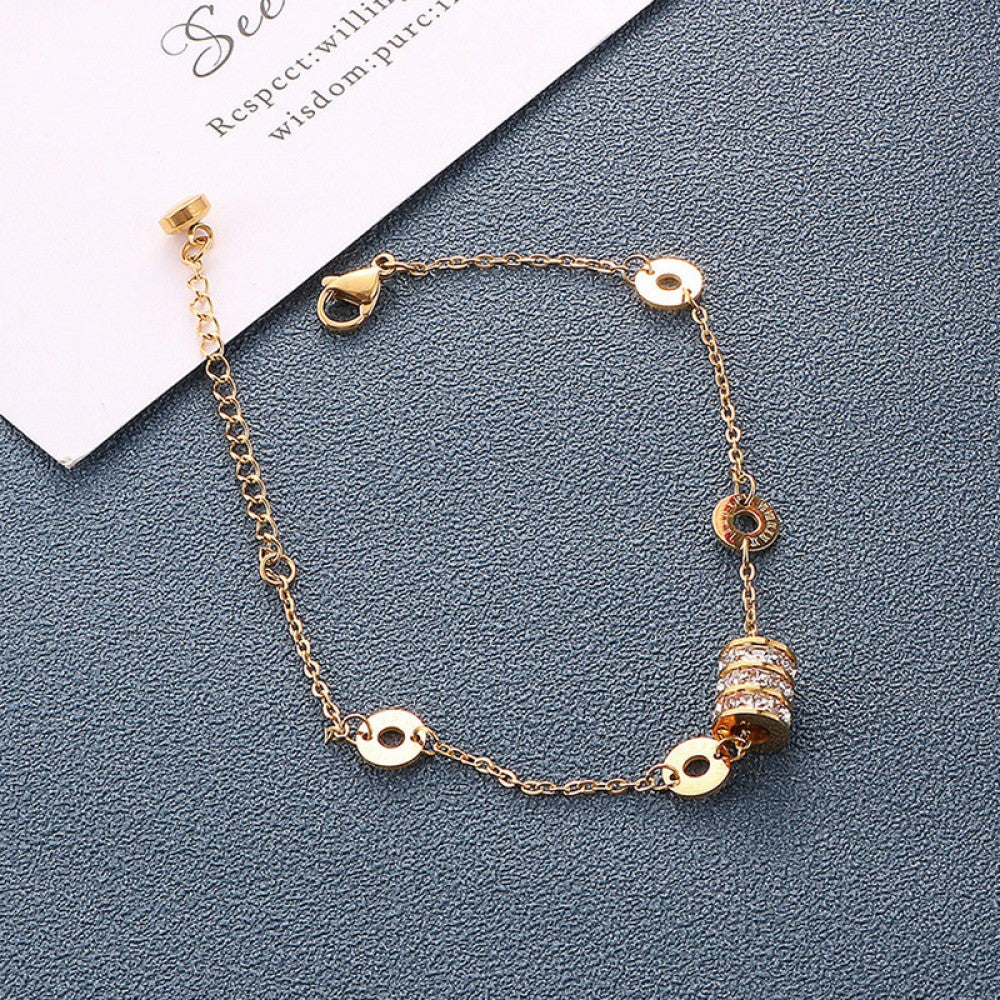 Premium Quality Zircon Circle Roman Digital Bracelet for Women's Party Jewelry