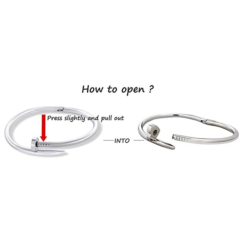 Stainless Steel Gold-Plated Anti Tarnish Nail Bracelet for Women