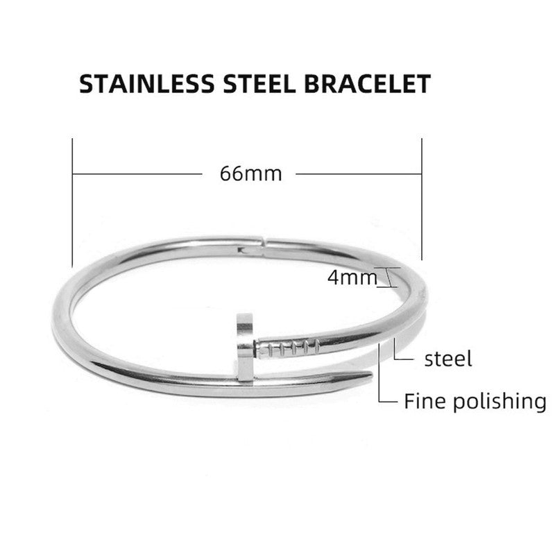 Stainless Steel Gold-Plated Anti Tarnish Nail Bracelet for Women